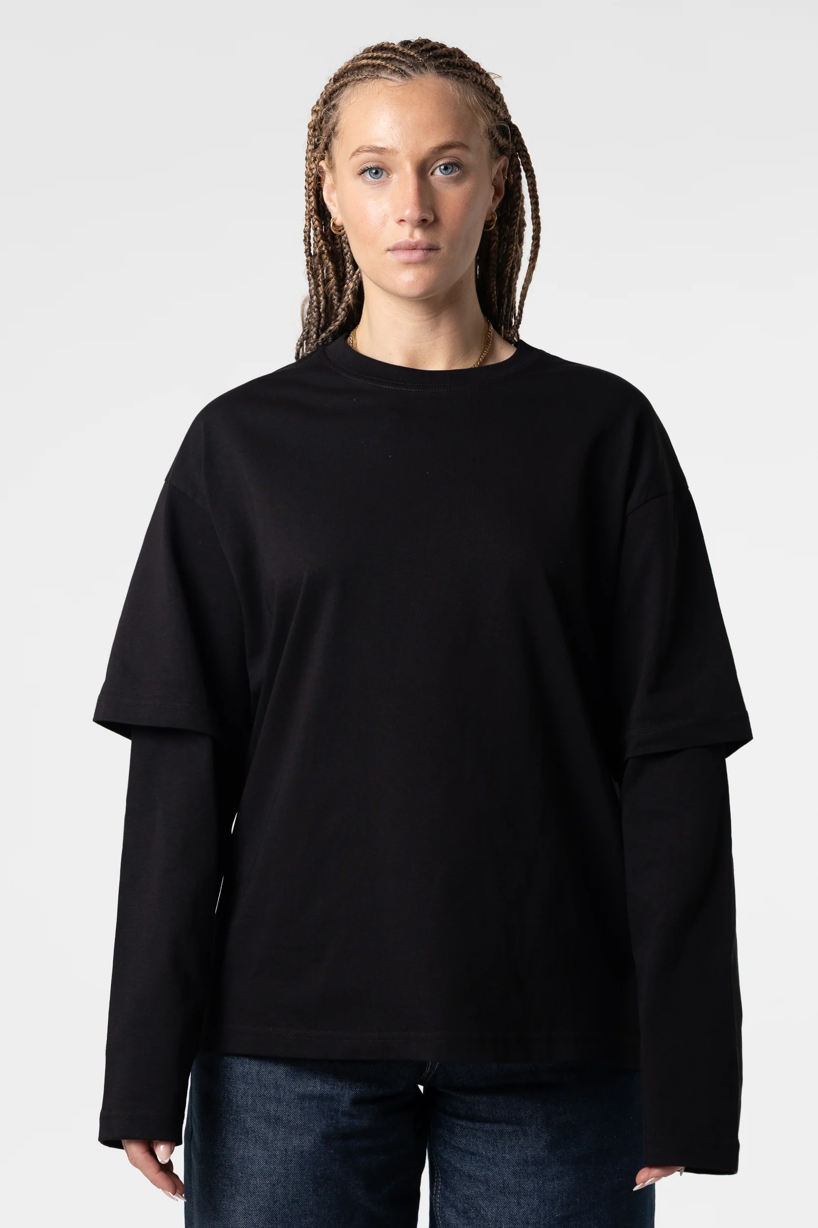 Double Long Sleeve Blanks 220GSM Black - Image 6