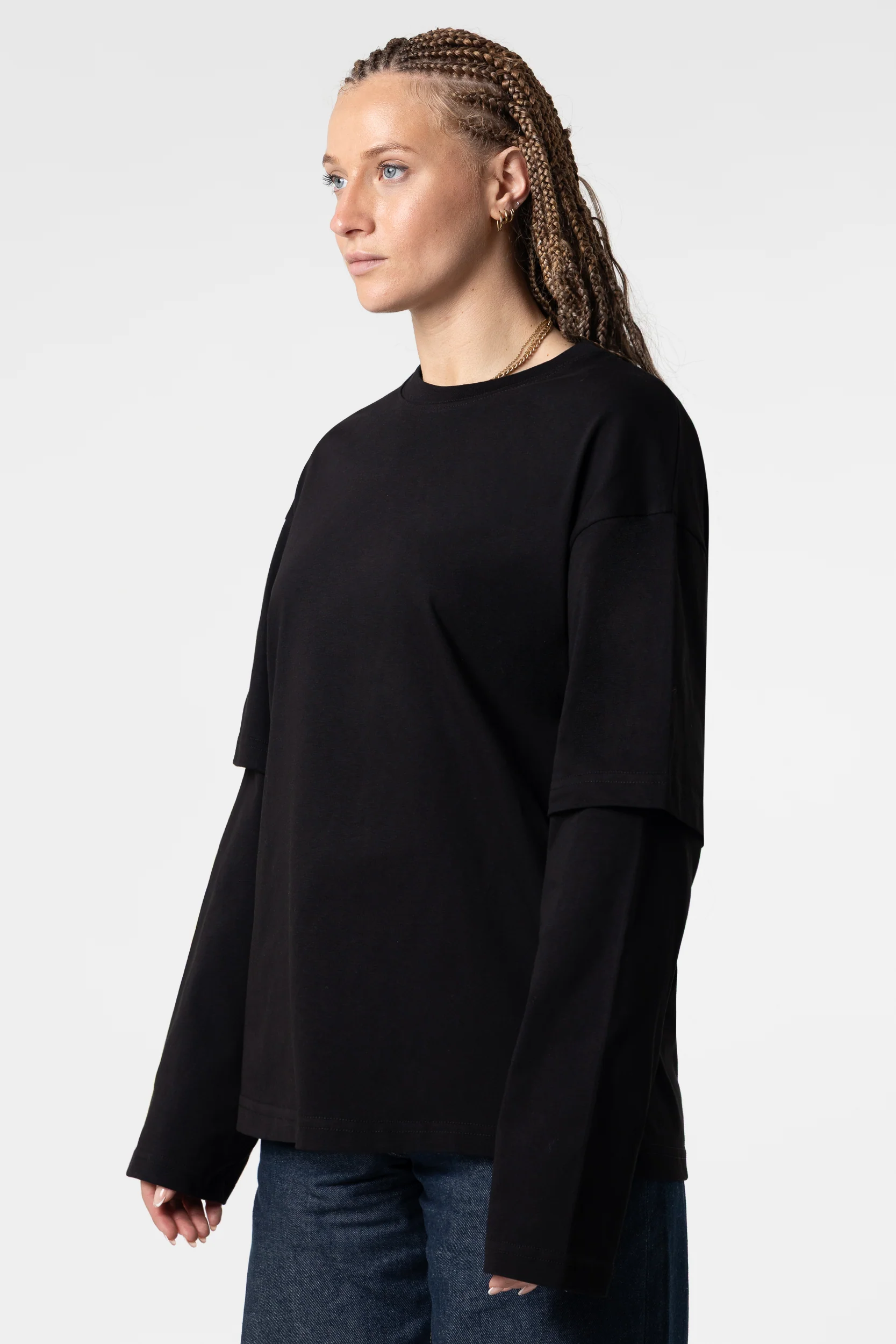 Double Long Sleeve Blanks 220GSM Black - Image 7