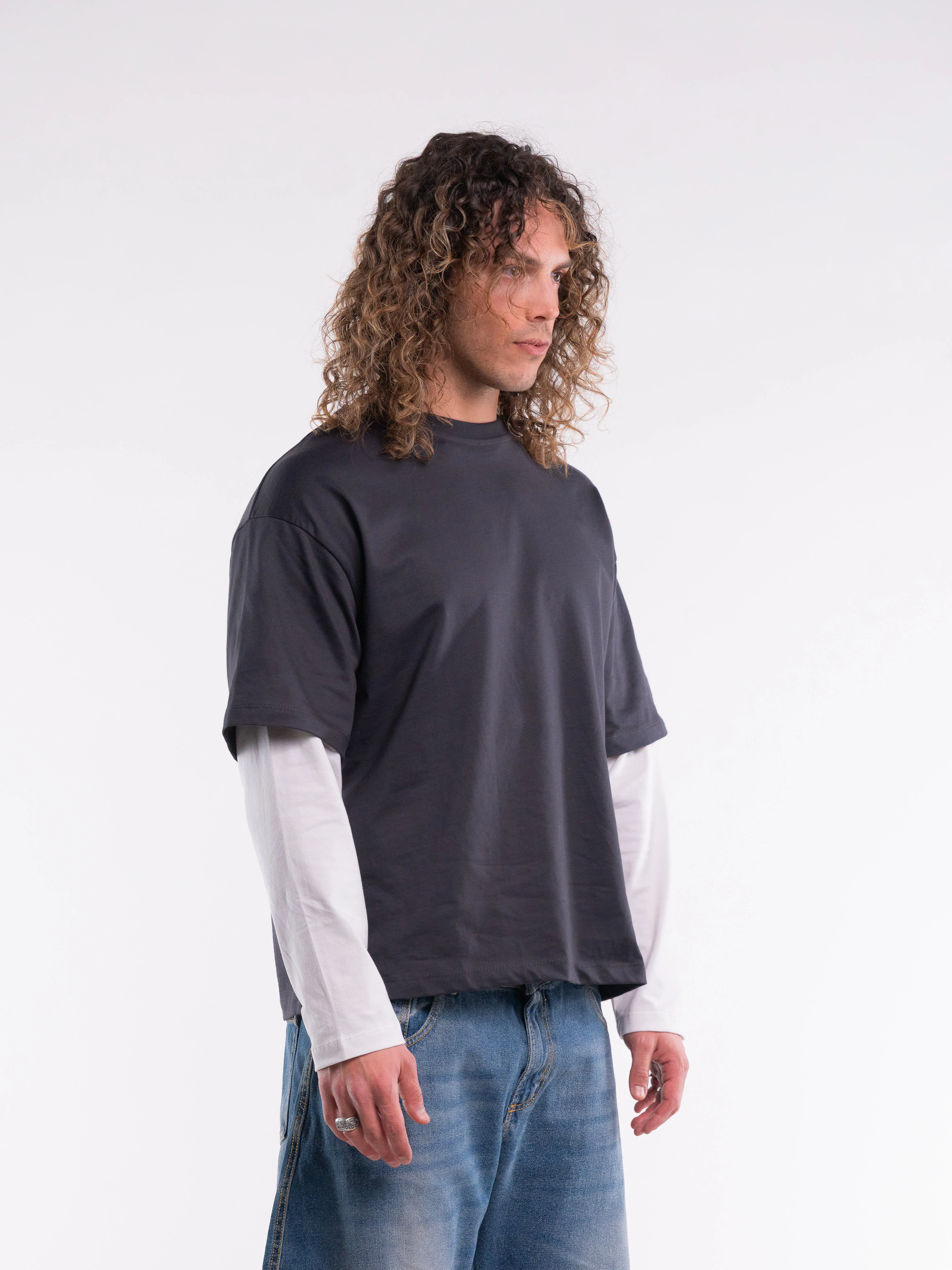 Double Long Sleeve Bicolor Dark Grey - Image 3