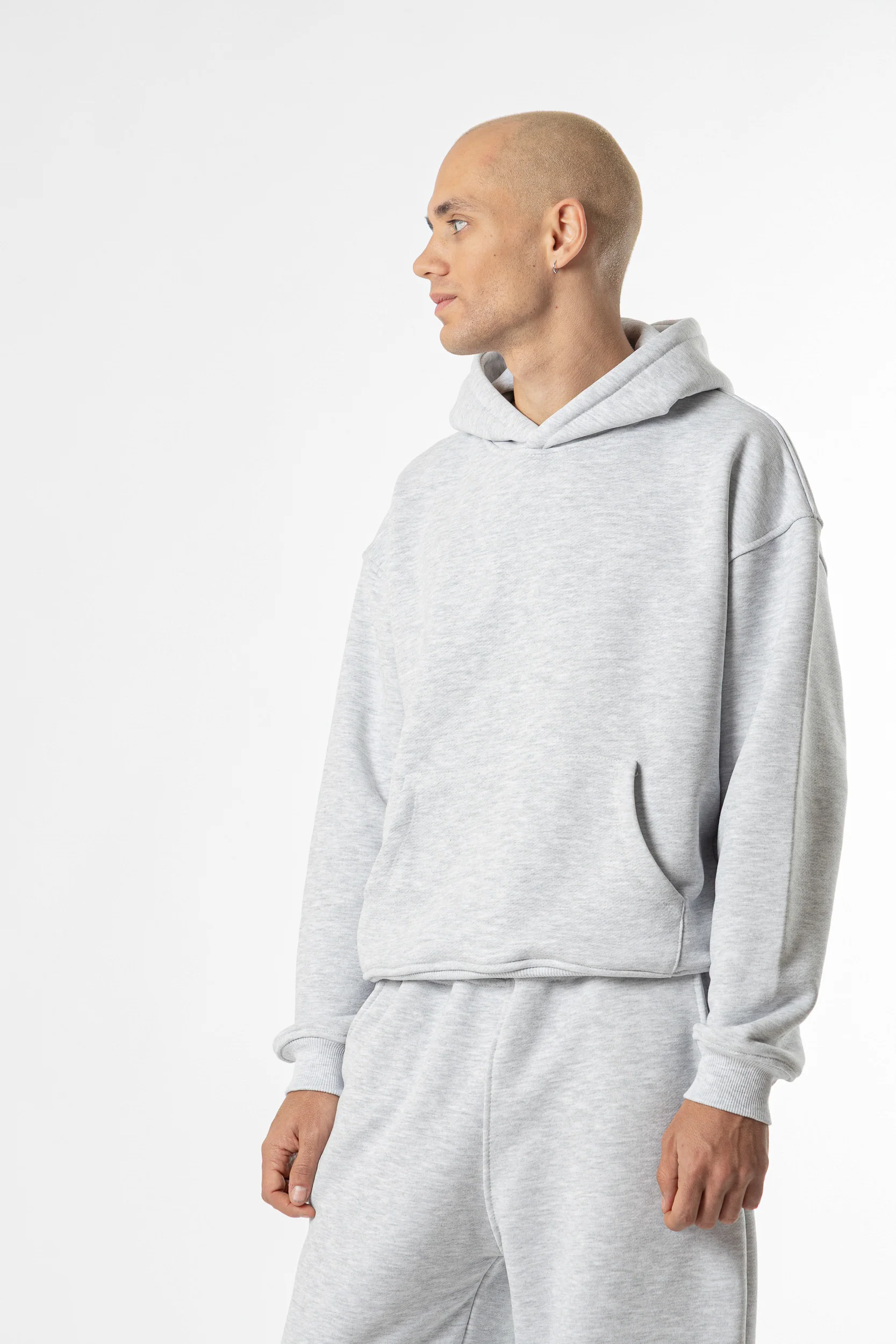 Hoodie Cropped Blanks 500GSM Sport Grey - Image 3