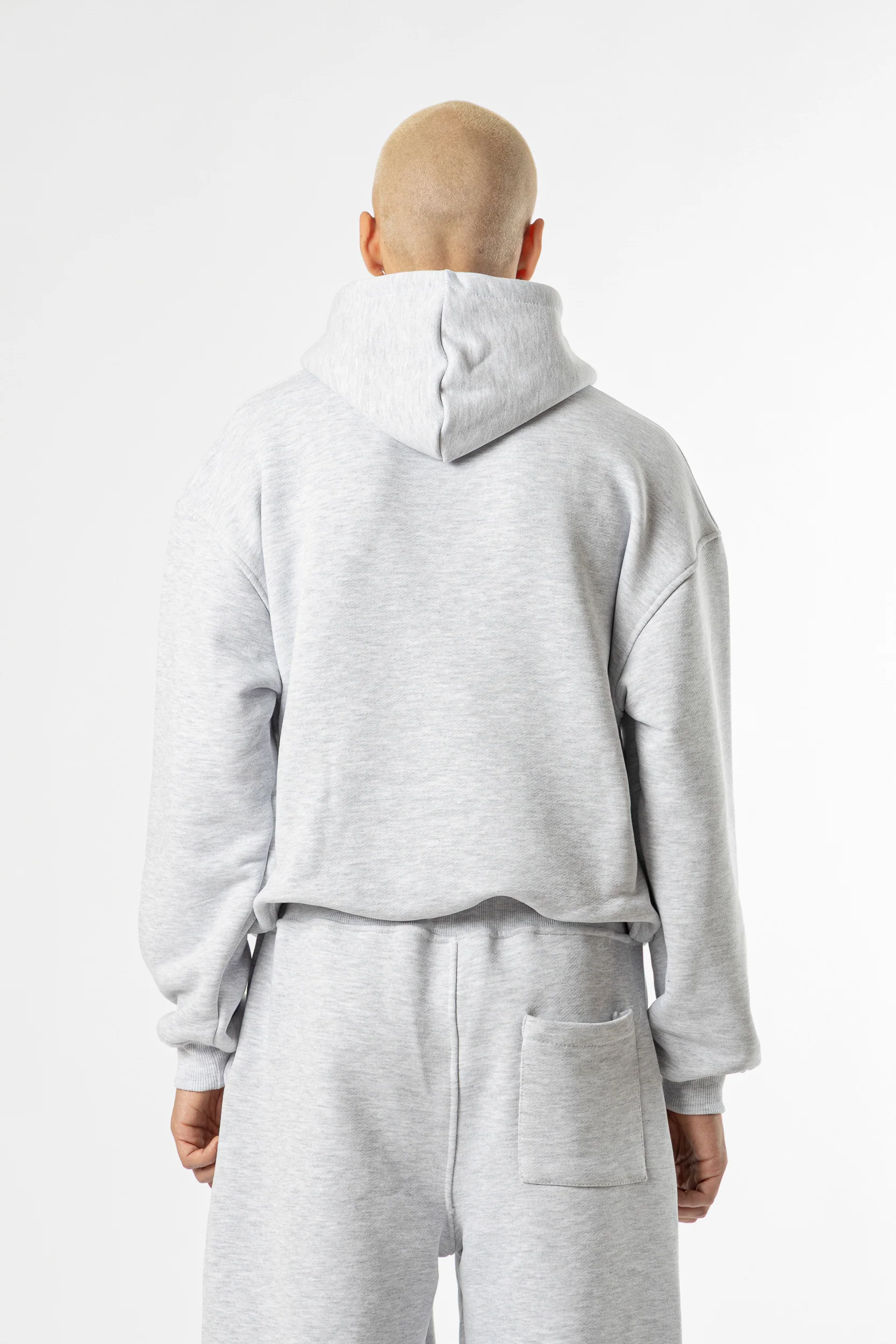 Hoodie Cropped Blanks 500GSM Sport Grey - Image 4