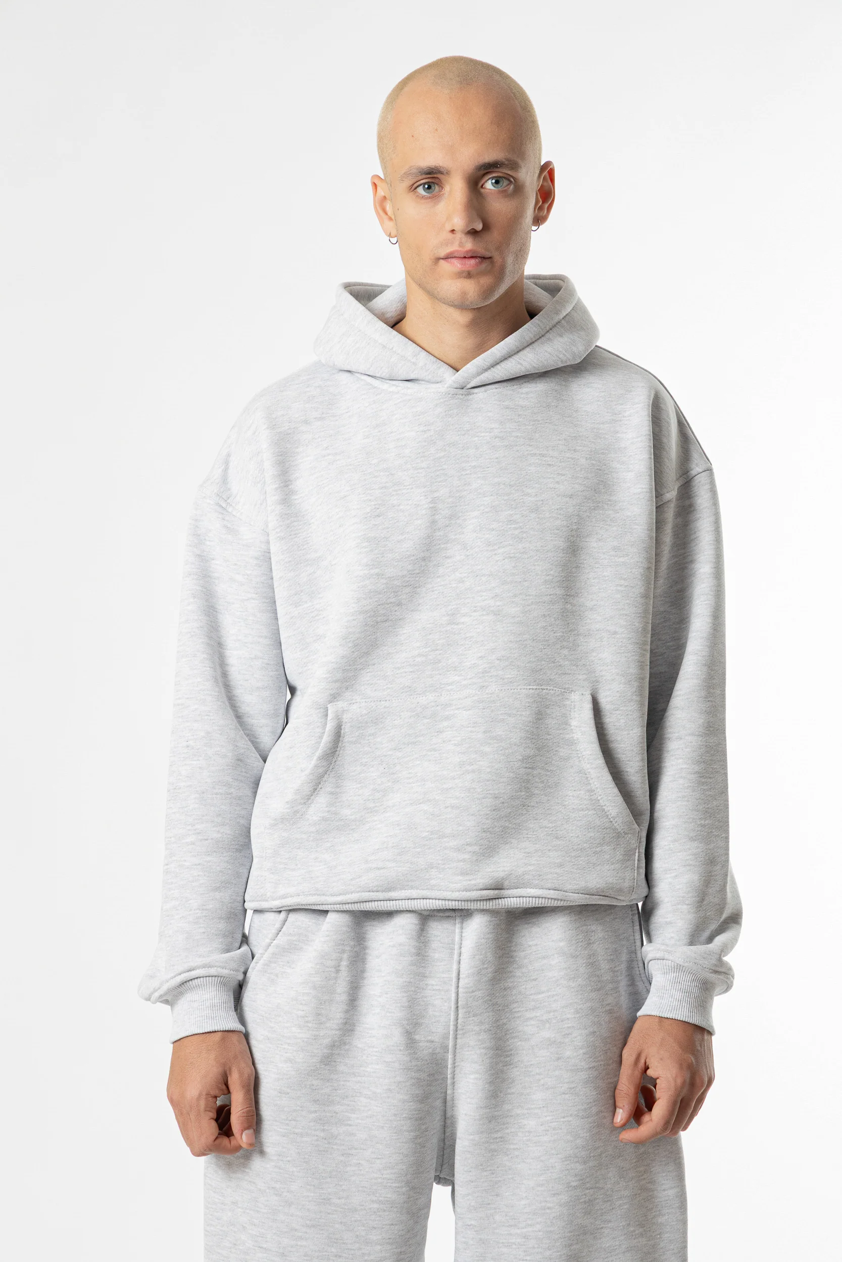 Hoodie Cropped Blanks 500GSM Sport Grey - Image 6