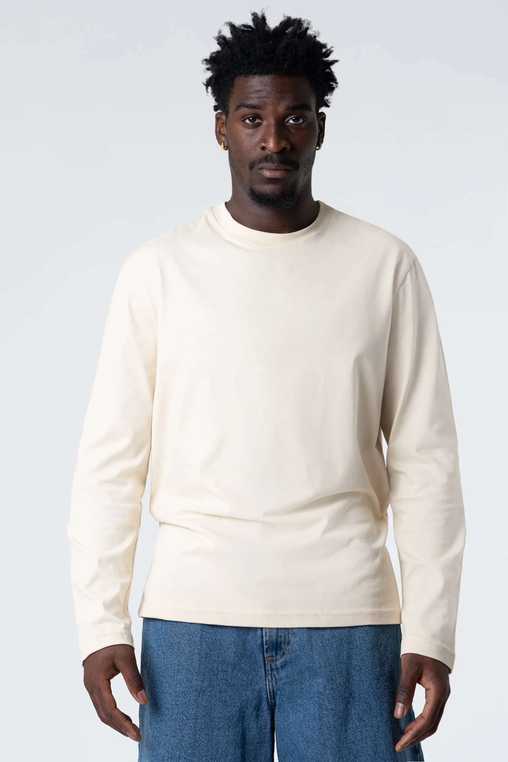 Longsleeve Cropped Blanks 220GSM Sand - Image 3