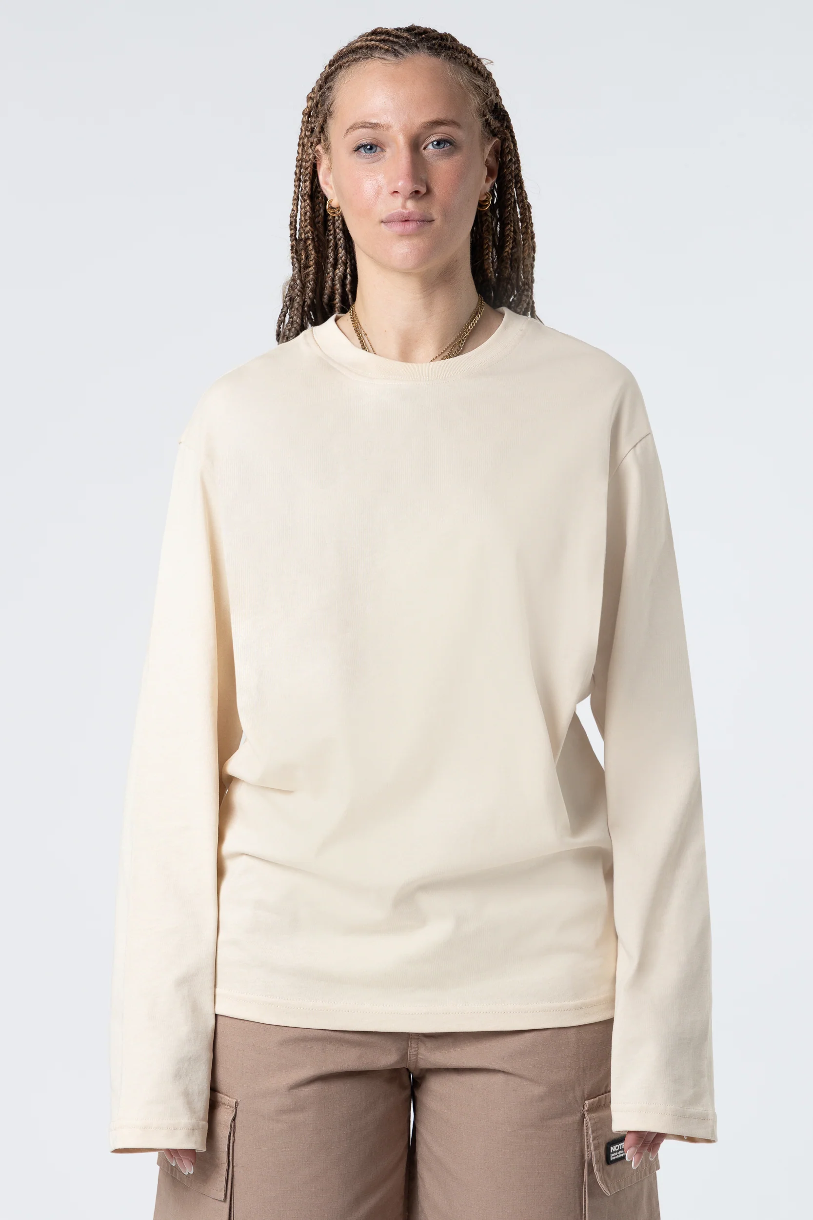 Longsleeve Cropped Blanks 220GSM Sand - Image 5