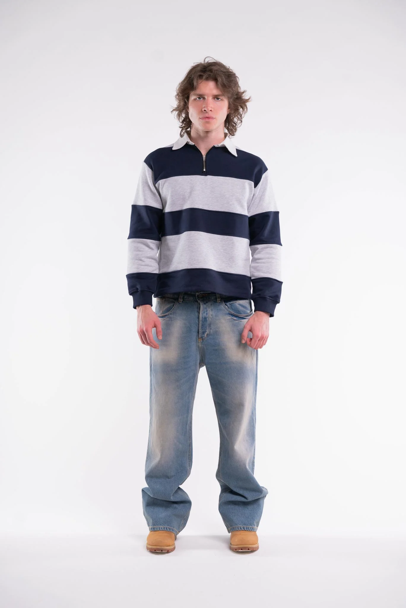 Rugby Zip Sweat Grey\Navy - Image 5