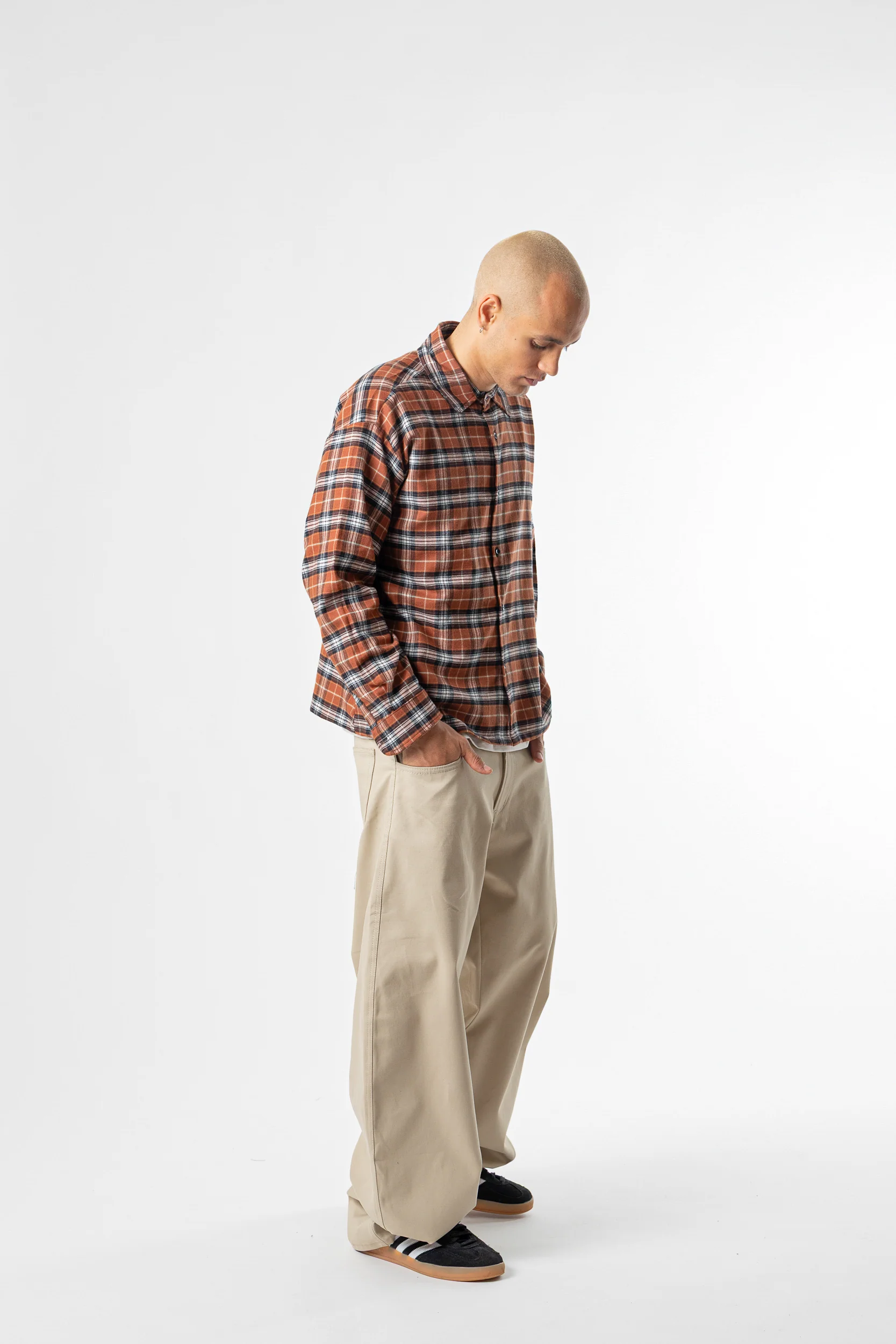 Tartan Shirt boxy fit Chocolate - Image 6