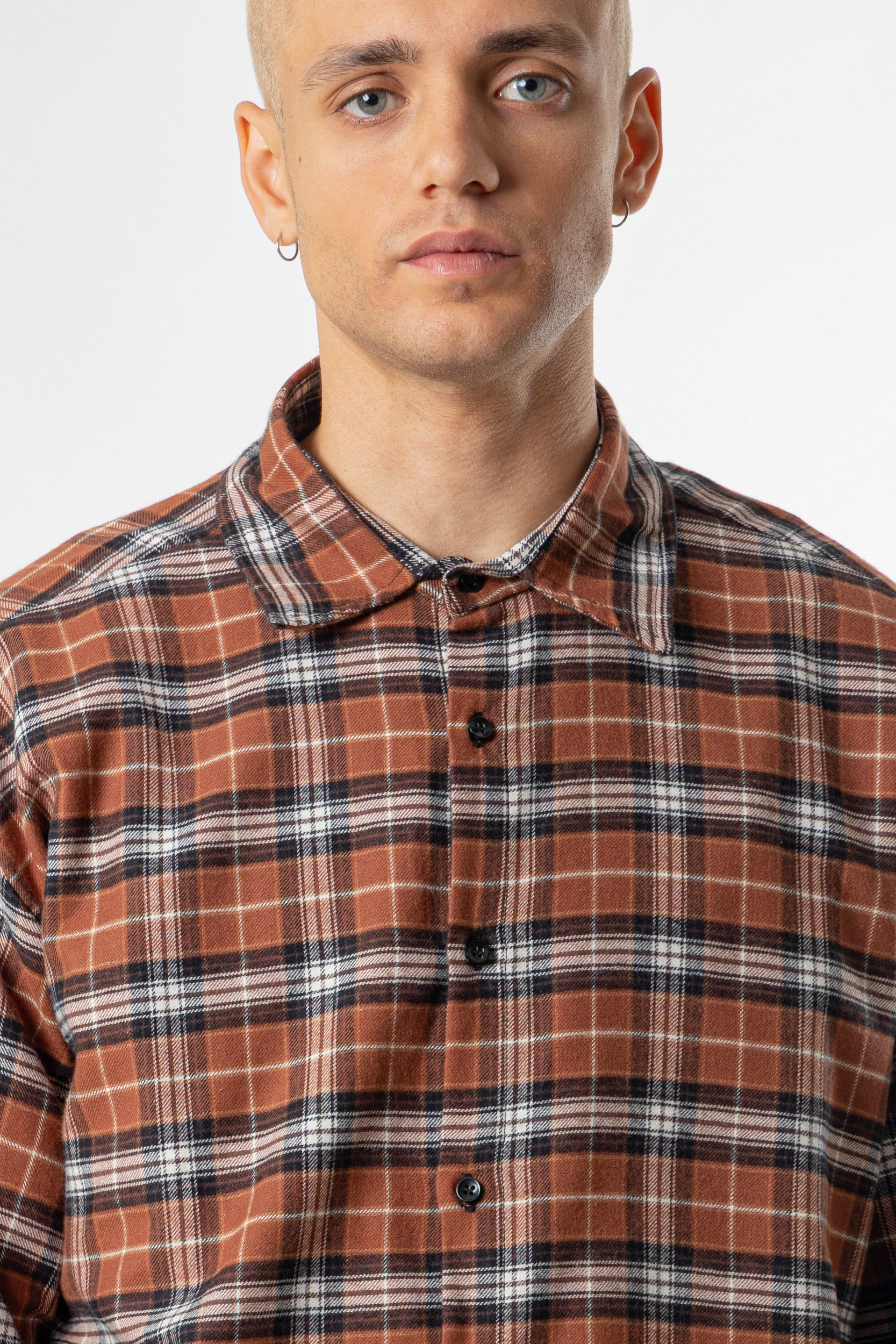 Tartan Shirt boxy fit Chocolate - Image 8