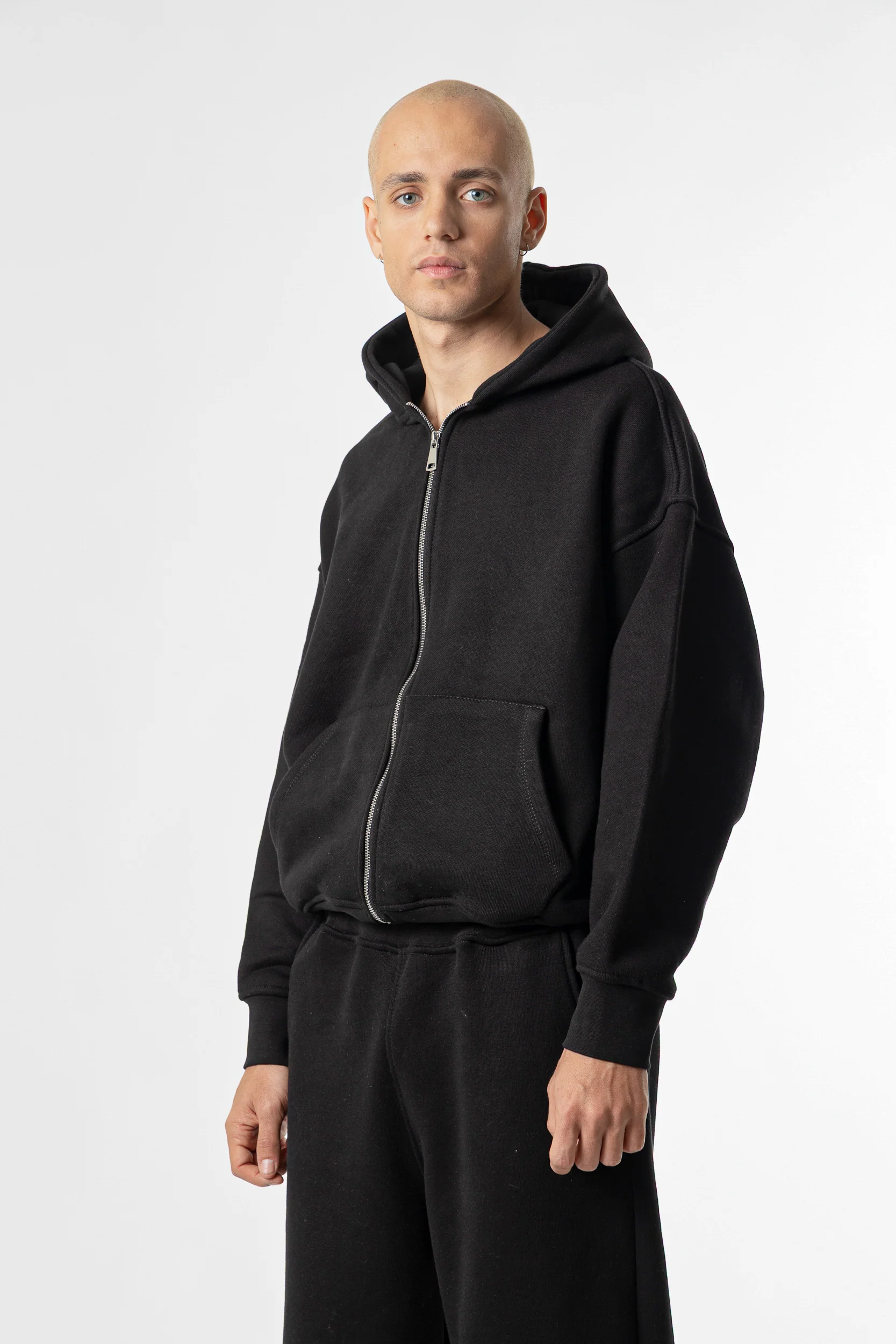 Zip Hoodie Heavy Blanks 500GSM Black - Image 10