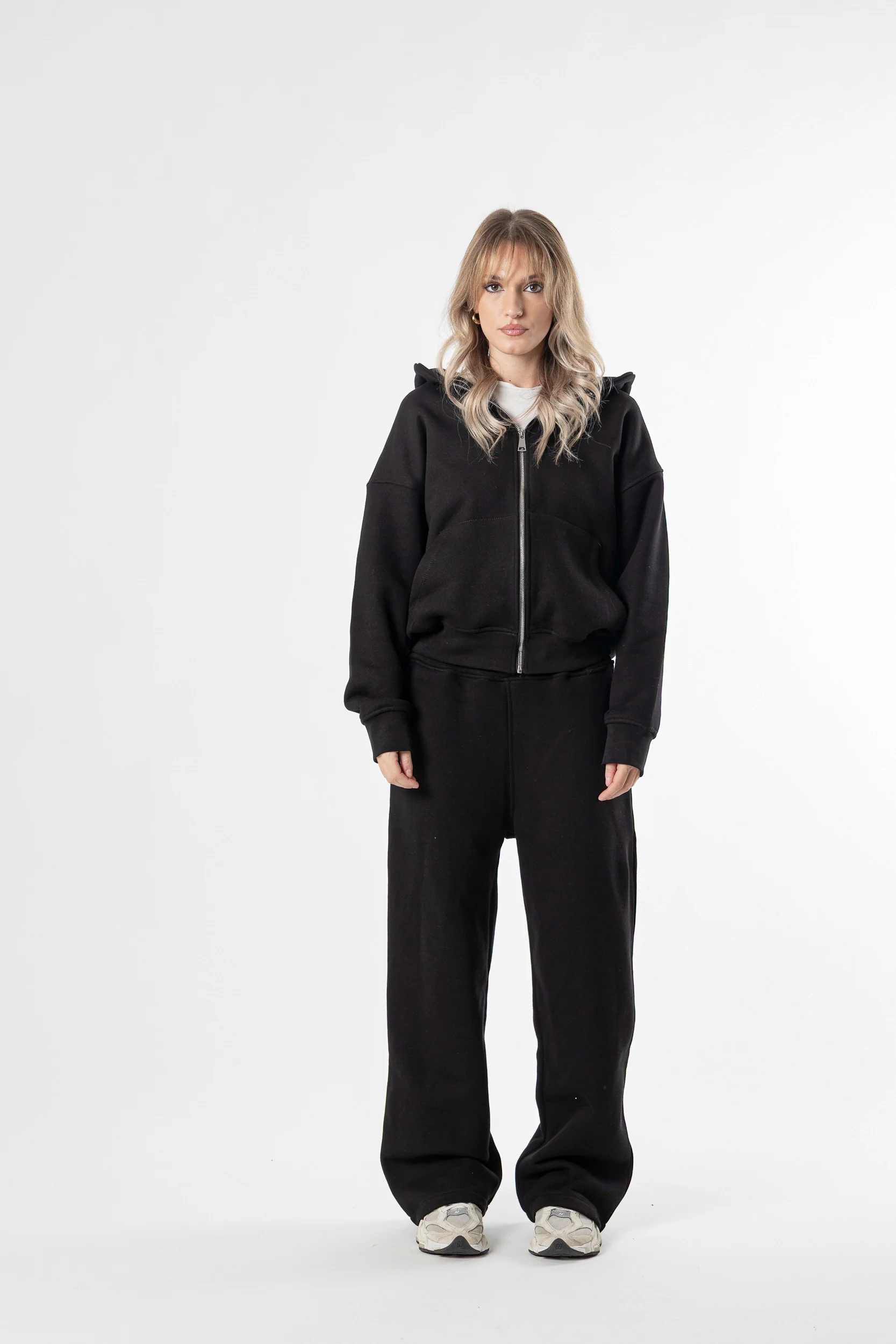 Zip Hoodie Heavy Blanks 500GSM Black - Image 4