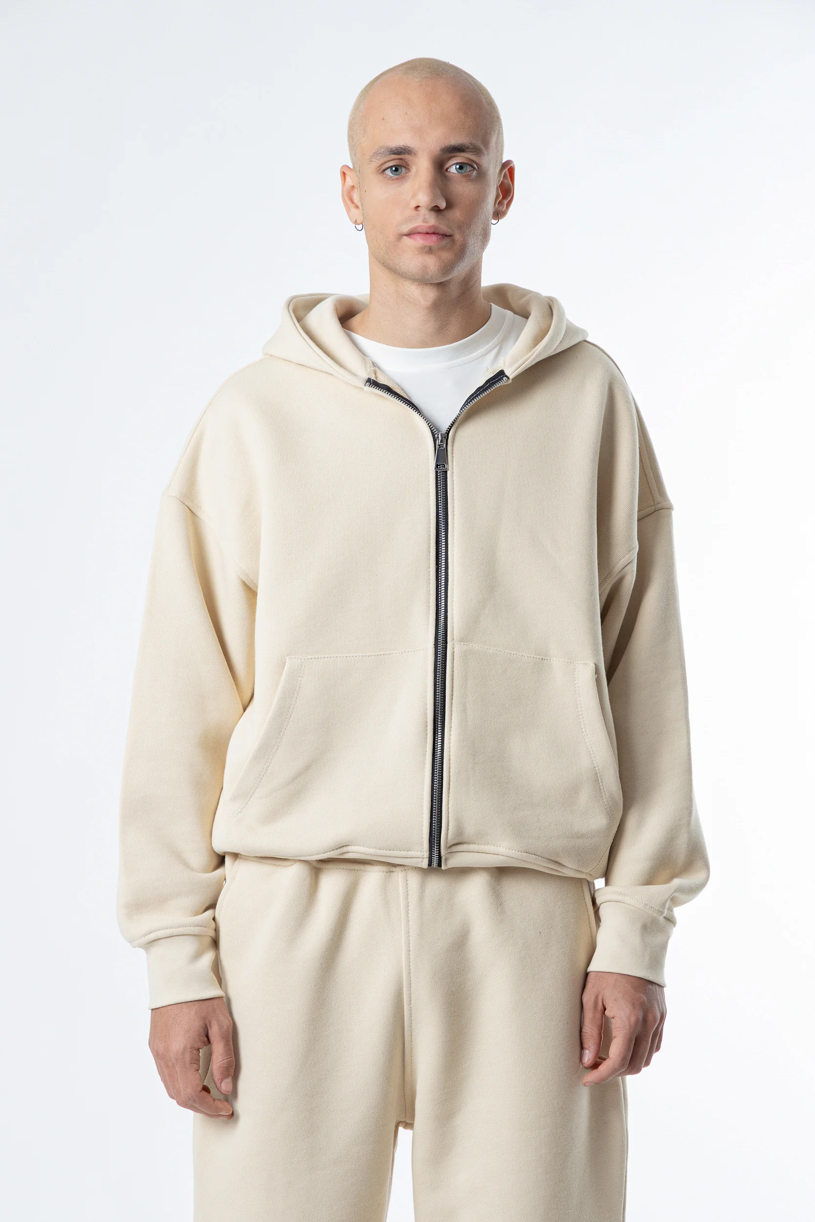 Zip Hoodie Heavy Blanks 500GSM Sand - Image 4