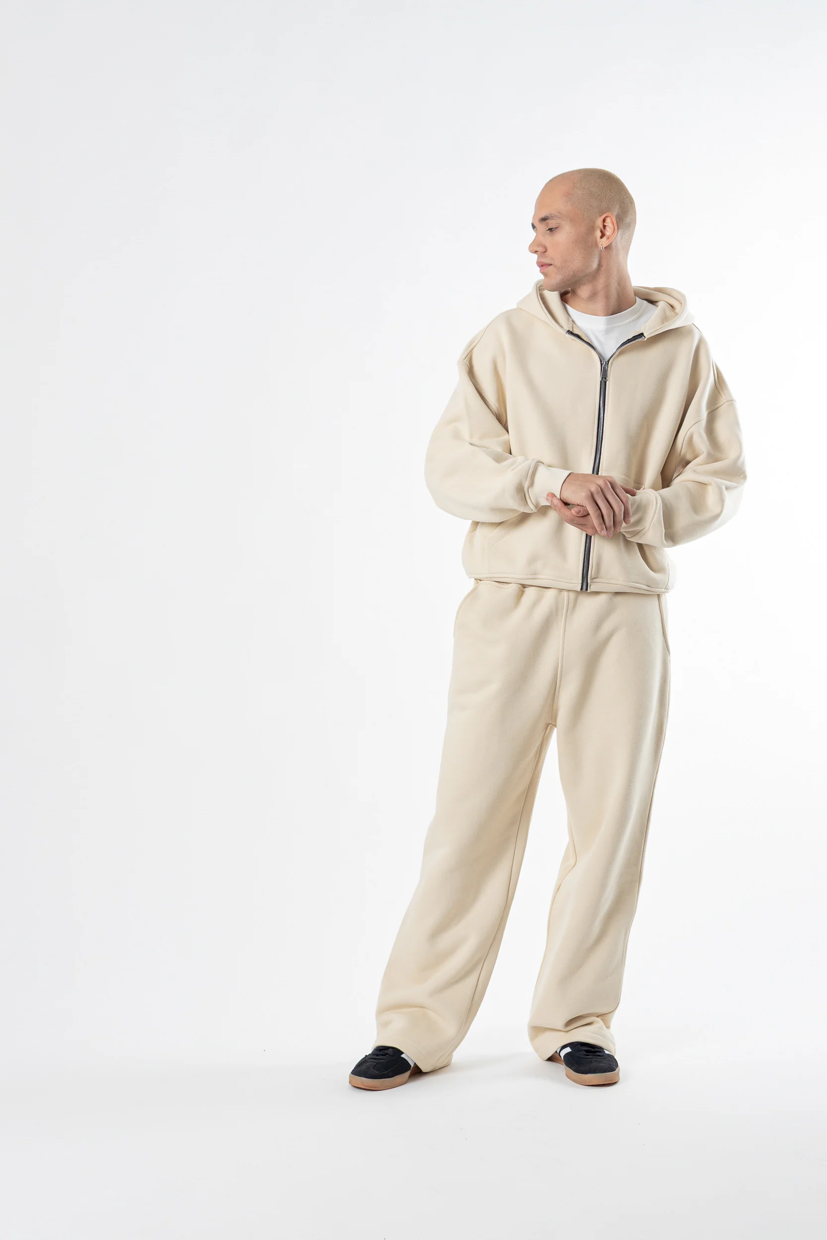 Zip Hoodie Heavy Blanks 500GSM Sand - Image 11