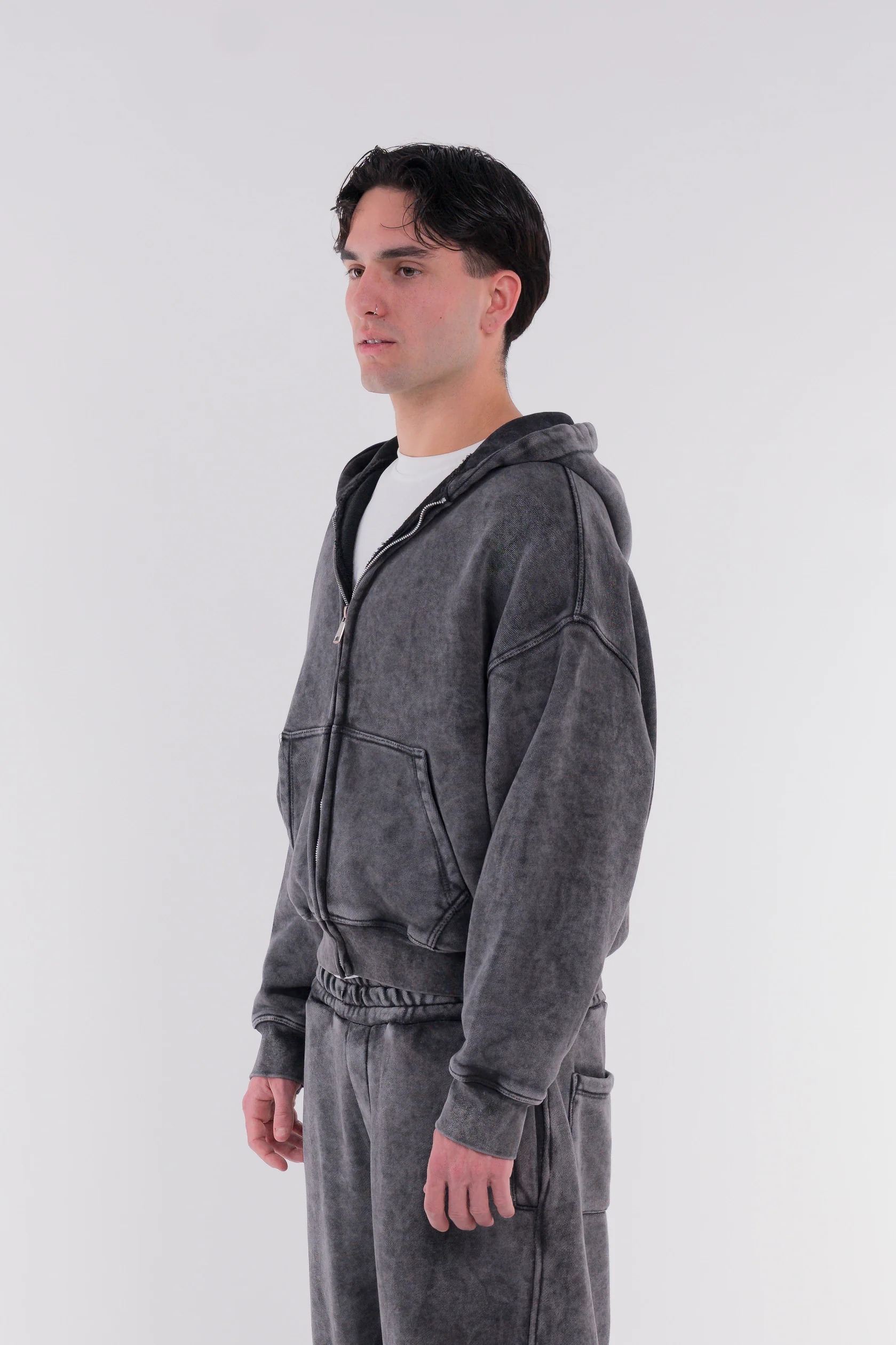 Zip Hoodie Heavy Blanks 500GSM Stonewashed - Image 10