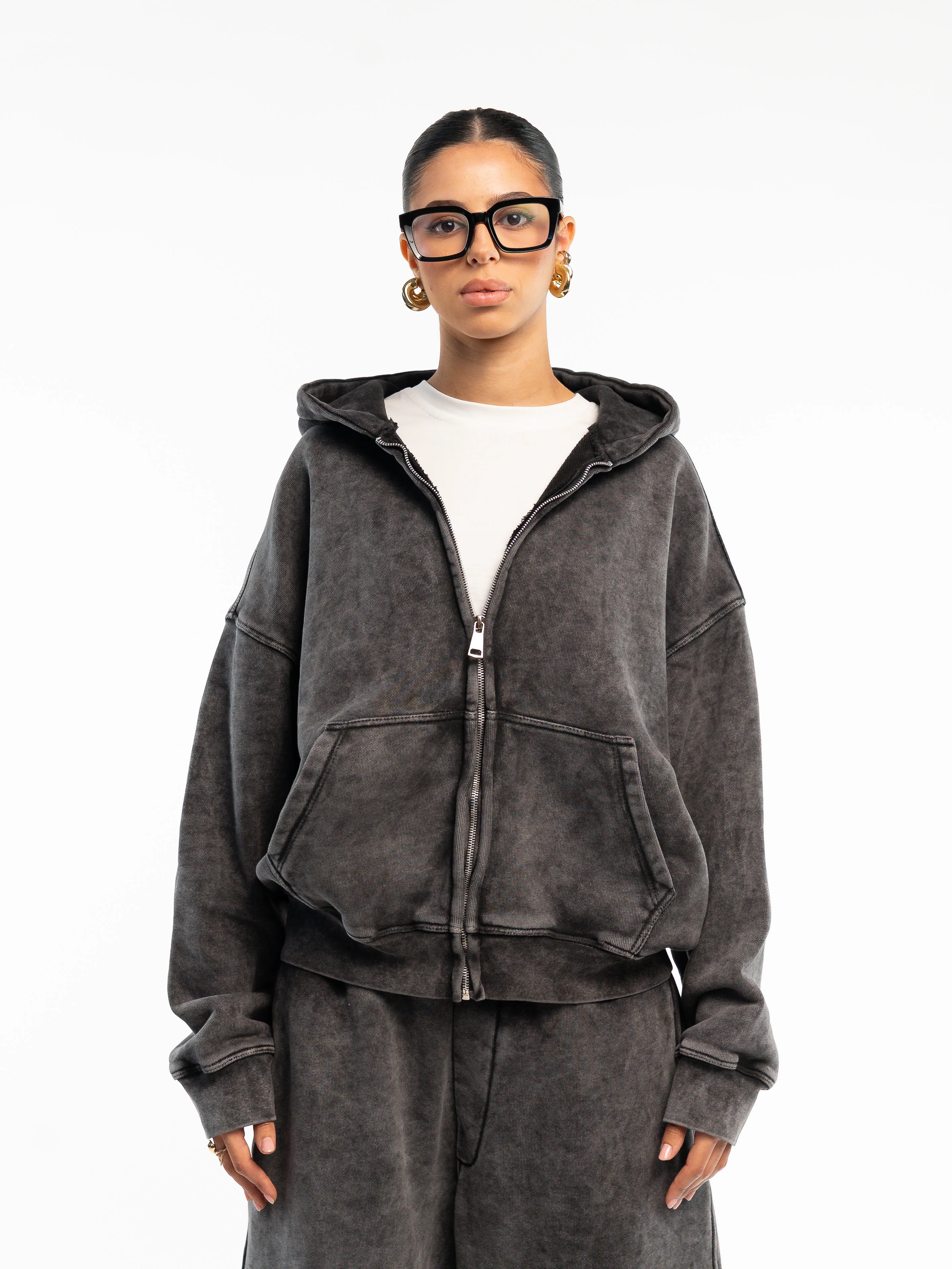 Zip Hoodie Heavy Blanks 500GSM Stonewashed - Image 4